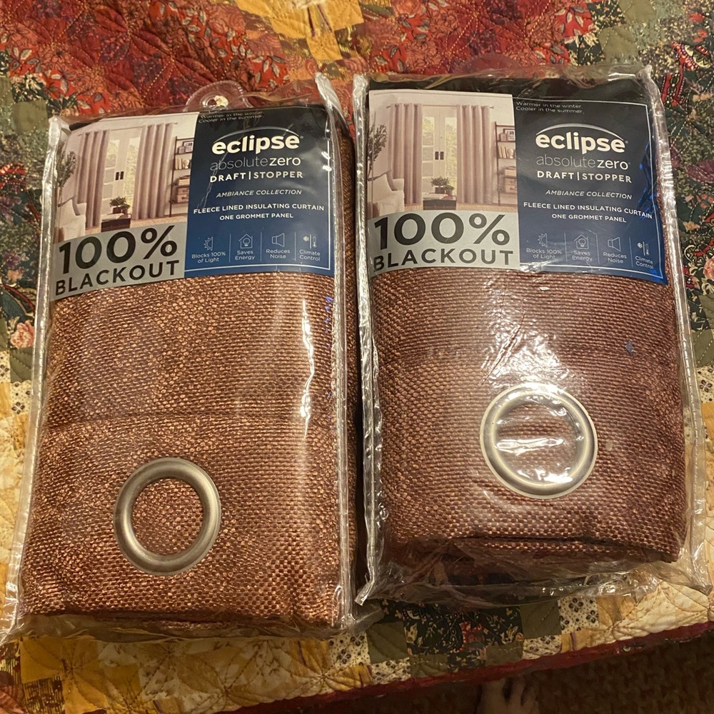 Eclipse AbsoluteZero Draft Stopper Fleece Lined Insulating Curtain - Set of 2